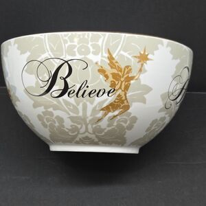 St. Nicholas Square Large 10"W X 5 1/4"T Spirit Of The Season Bowl Gold Trim VGC